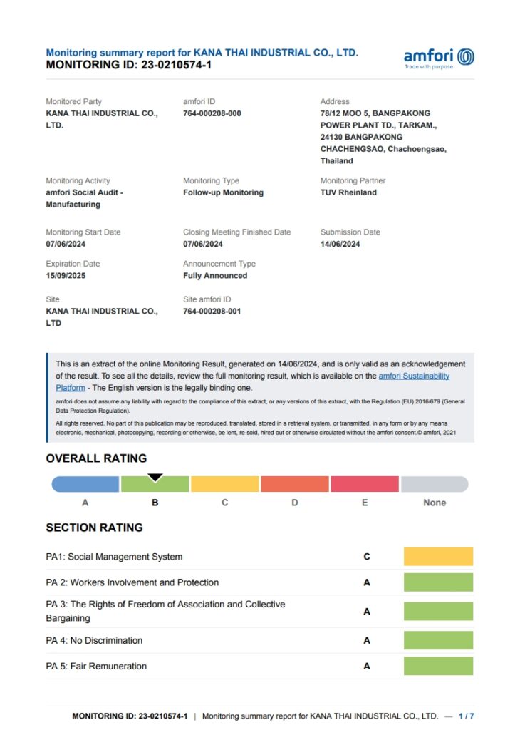 Comco Thailand factory-BSCI report