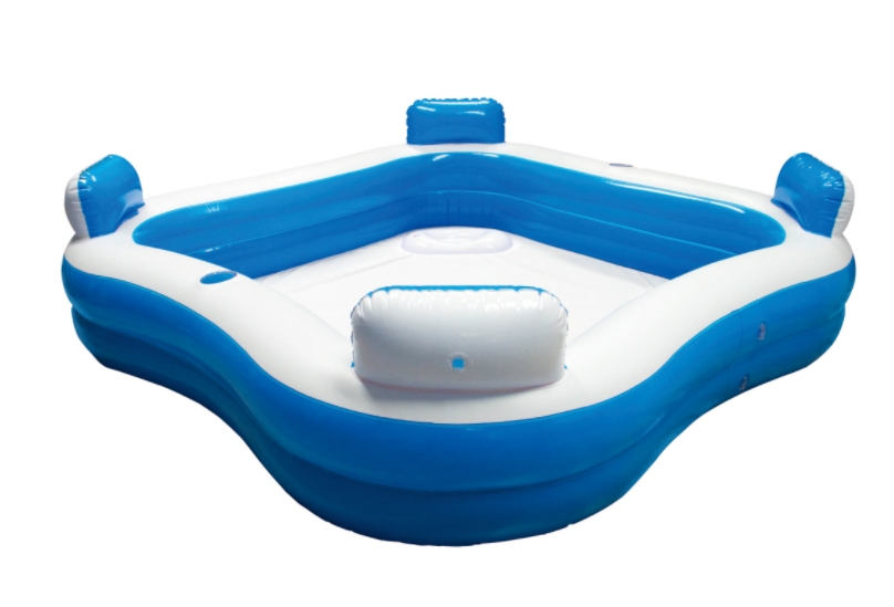 Rectangula pool with seat and backrest