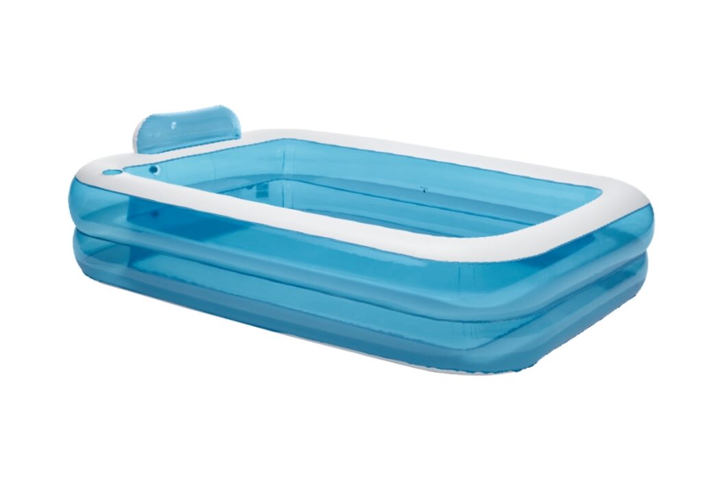 Inflatable family pool with backrest