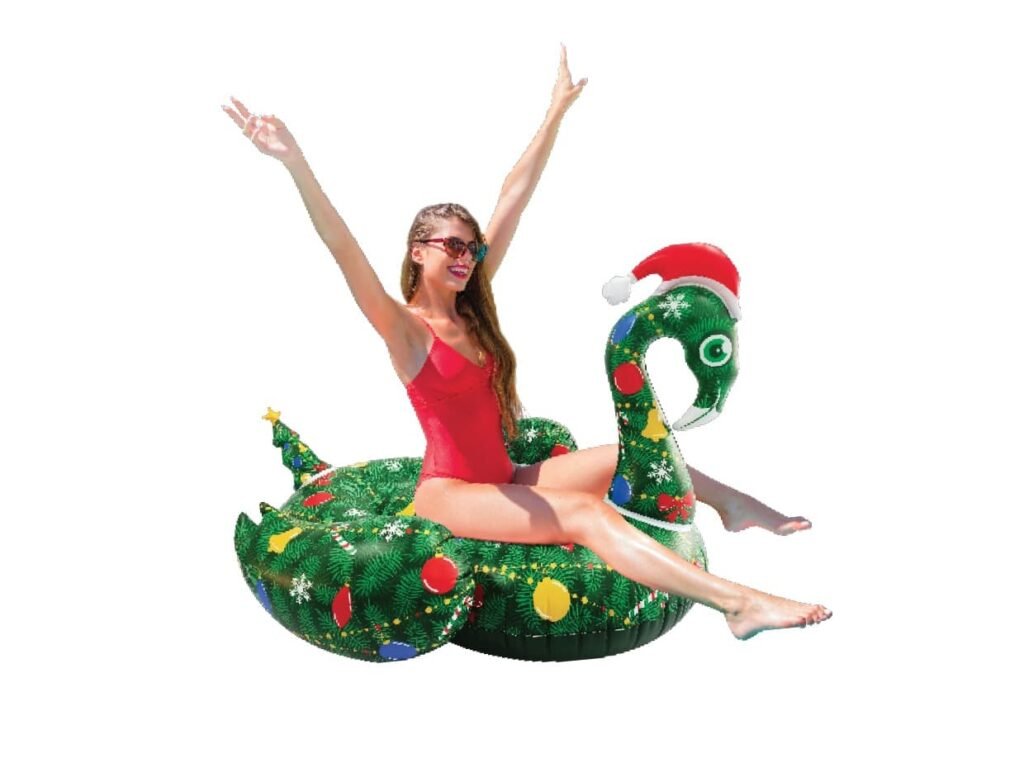 PRODUCT PHOTOGRAPH — Christmas Inflatable Flamingo Ride on Float