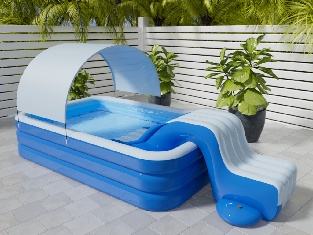 PRODUCT PHOTOGRAPH — Inflatable Pool with Slide and Removable Tent