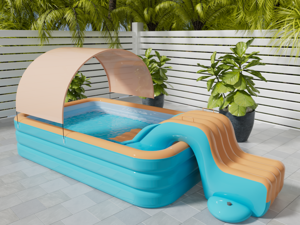 PRODUCT PHOTOGRAPH — Inflatable Pool with Slide and Removable Canopy