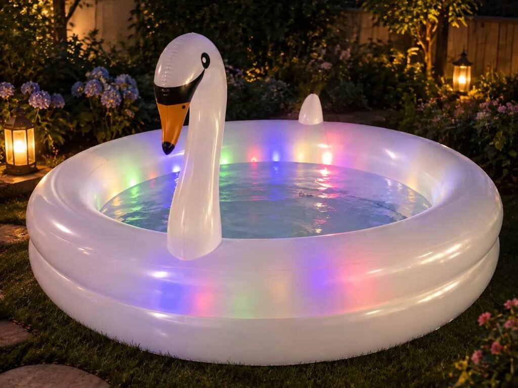 PRODUCT PHOTOGRAPH — Inflatable Swan Pool with LED Light