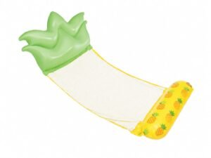 Pineapple inflatable mesh pool hammock with green crown-shaped head support