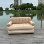 beige inflatable sofa in sofa mode