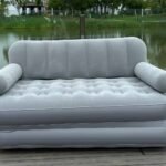 grey inflatable sofa in sofa mode