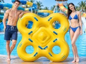 Commercial 4-person water park slide raft with multiple reinforced handles