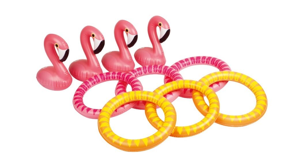 Flamingo-themed inflatable ring toss set, COMCO model CO-GS-50116