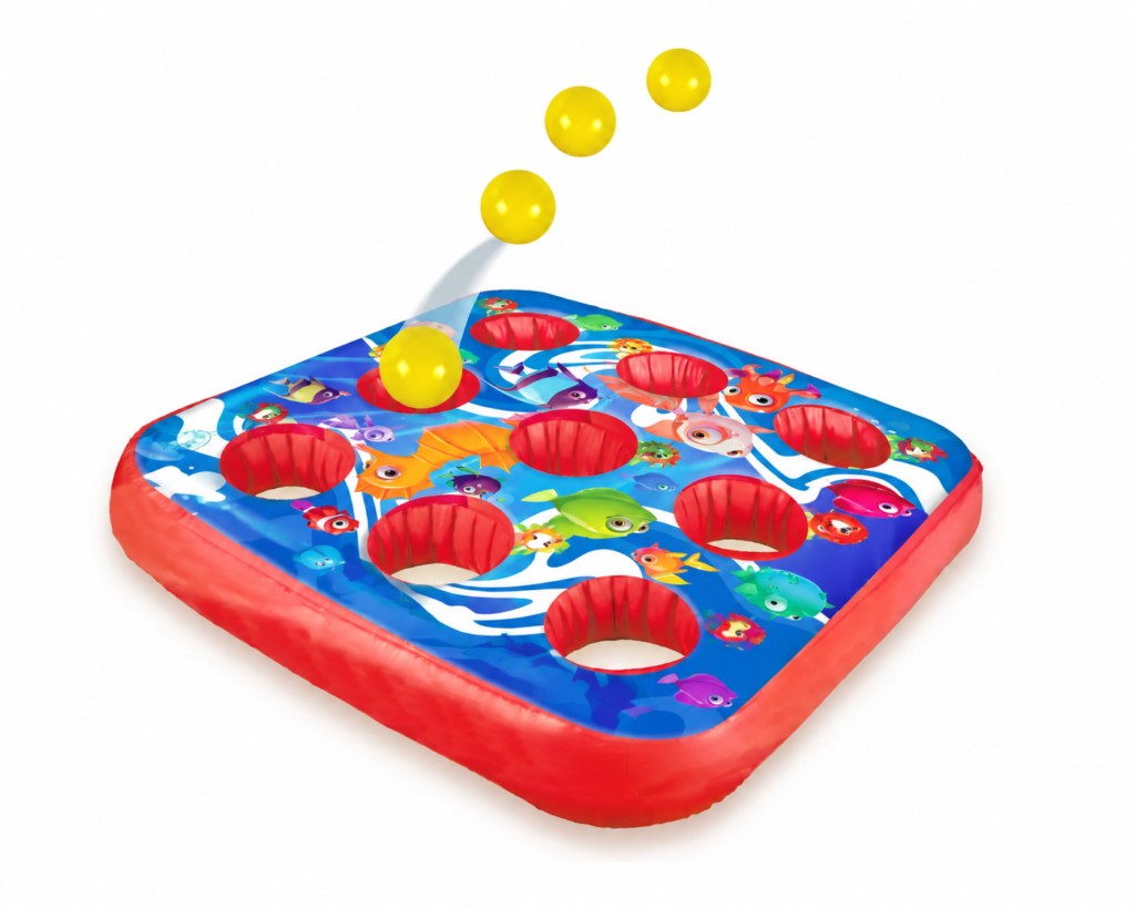 Blue inflatable carnival ball toss game, COMCO model CO-GS-50119