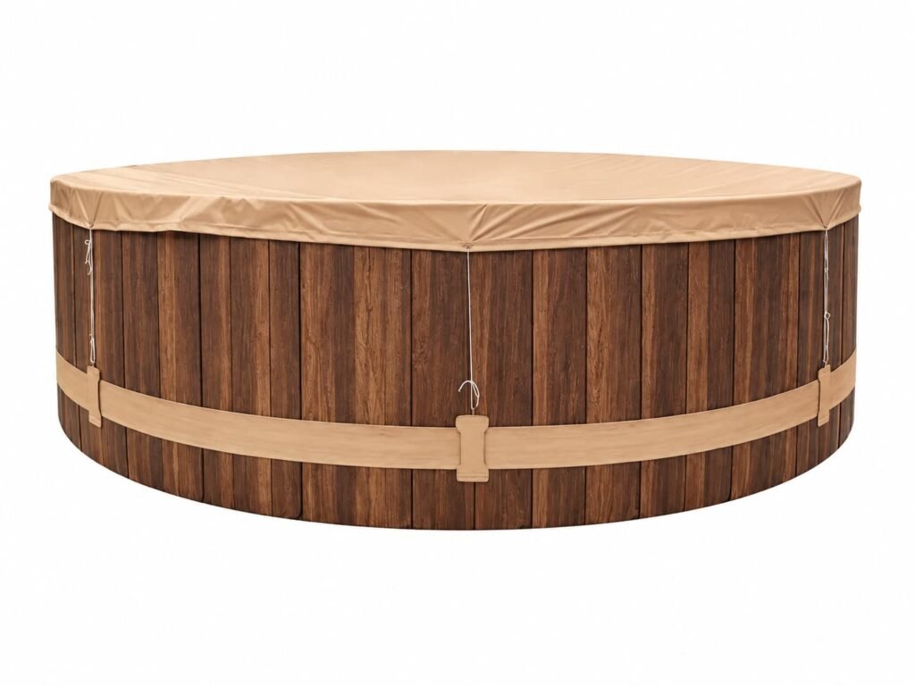 Integrated-frame pool with a wood-grain printed pool wall
